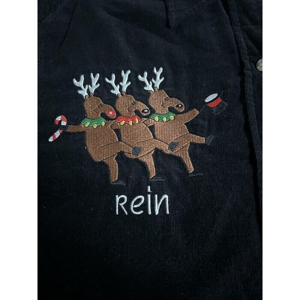 Mandal Bay Women's Black Corduroy Long Sleeve Shirt w/Rein Dancing Size S/M - Picture 2 of 6